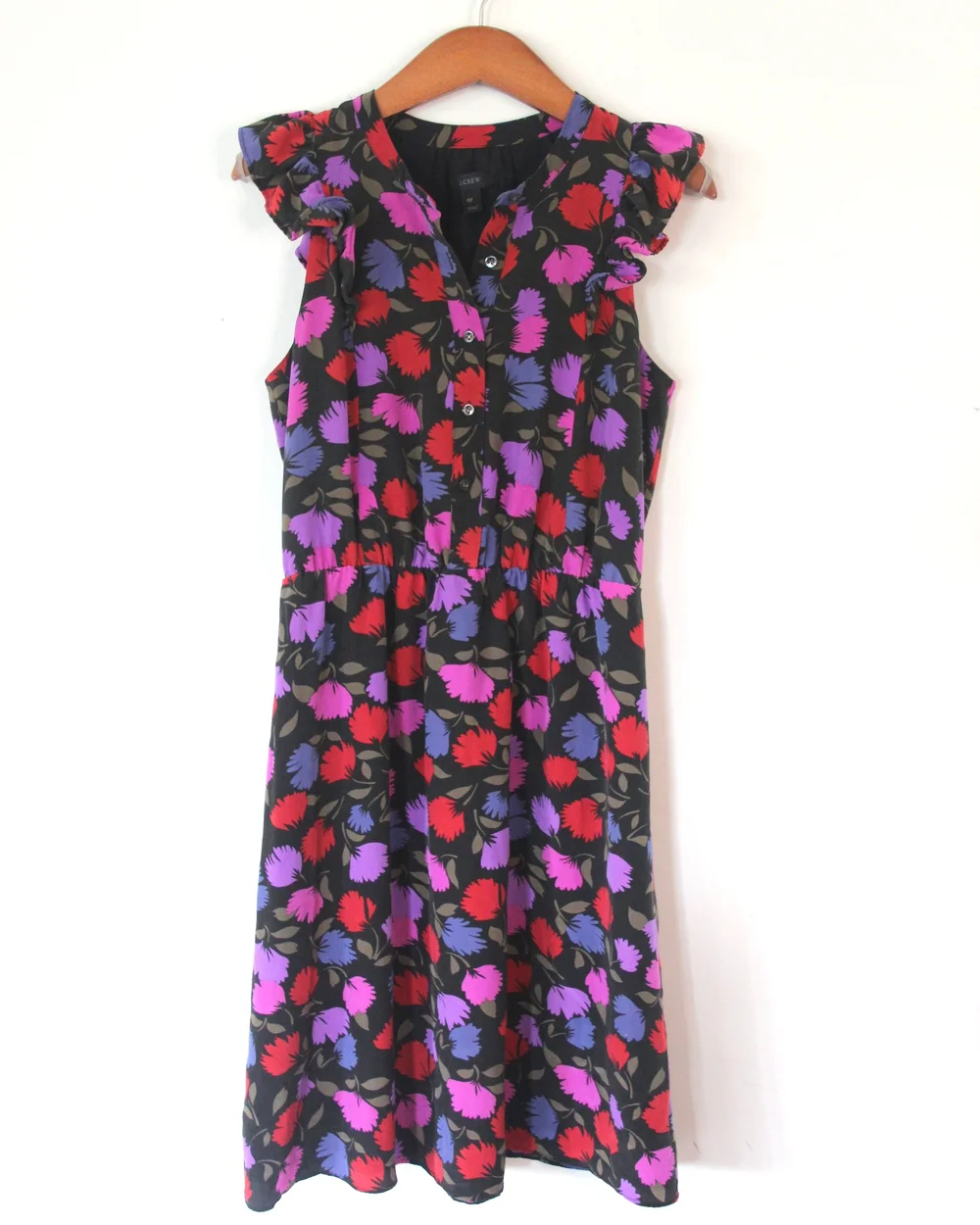 j crew silk floral dress J Crew Silk Halter Shift Dress Floral Green Pink Yellow Pleated Neck NWT  Size 12