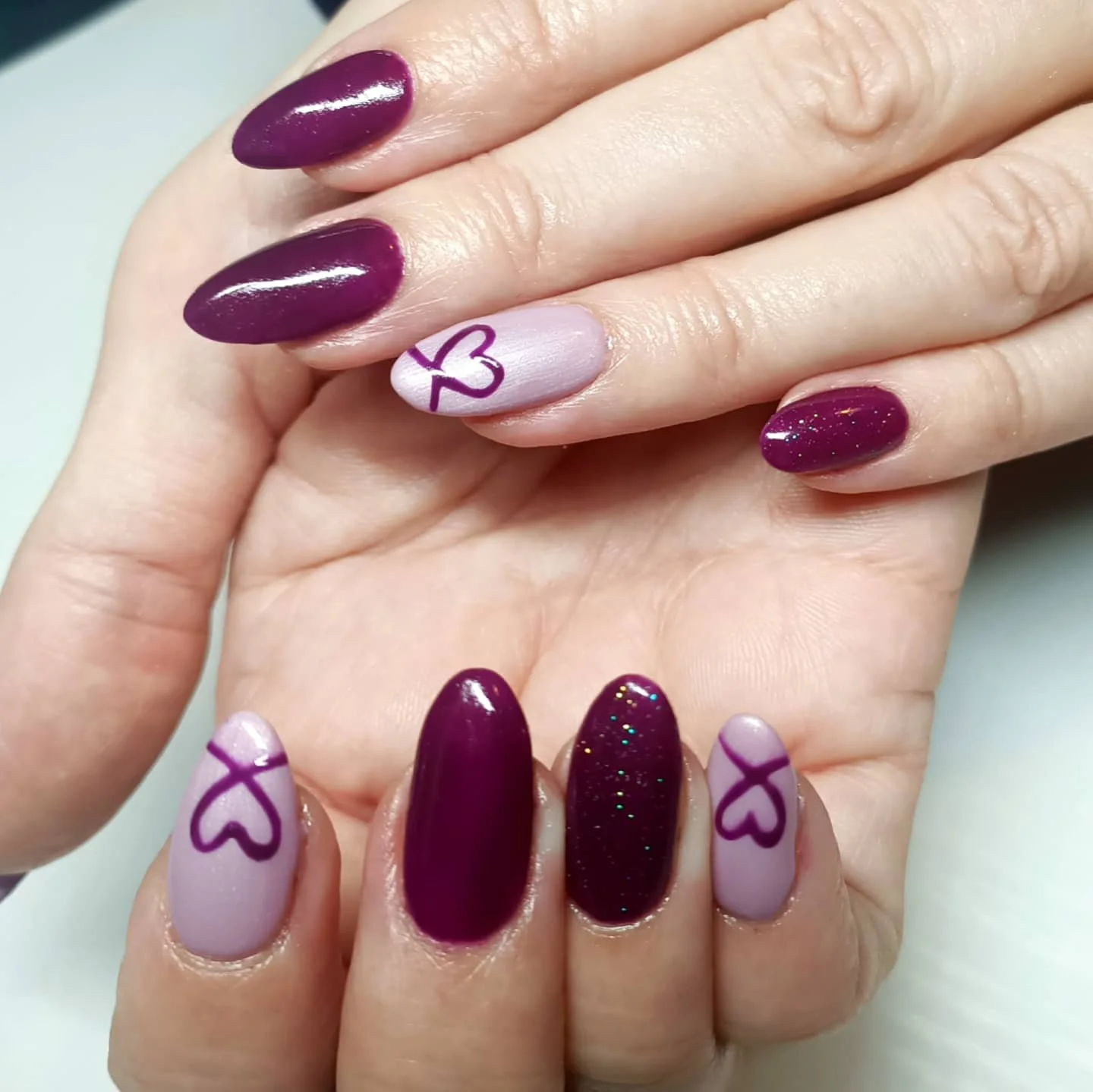CND SHELLAC Lilac Hearts Nail Art