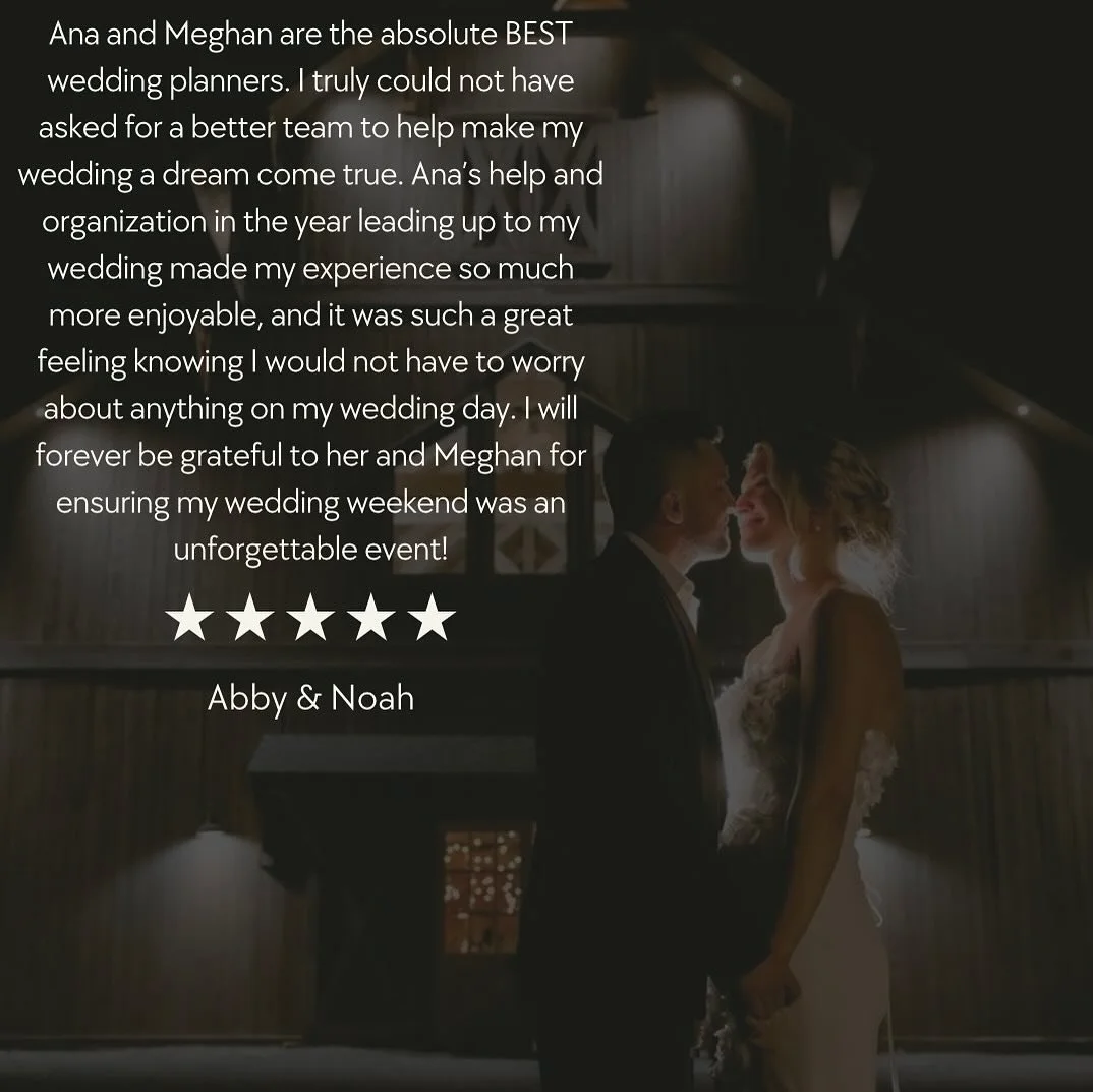 This is what it&rsquo;s all about! 
Thank you for the review, Abby &amp; Noah! 

📷 @soulmatesstudiophotography

&ldquo;Ana and Meghan are the absolute BEST wedding planners. I truly could not have asked for a better team to help make my wedding a dr