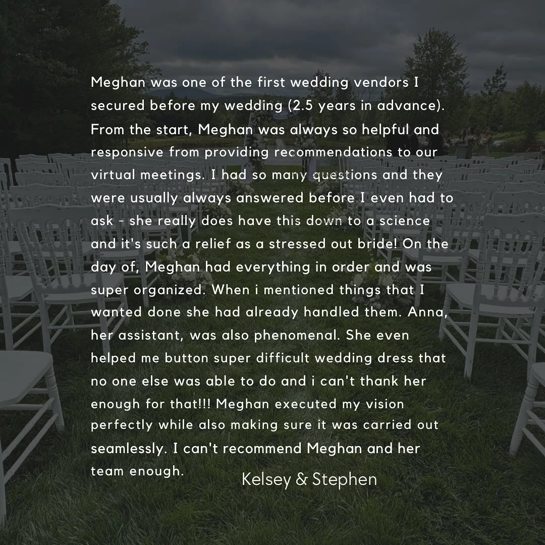 Having this &ldquo;down to a science&rdquo; truly makes the process seamless for our couples! 

Thank you for this lovely review Kelsey!! We loved working with you! Congratulations to you and Stephen! 
8/31/24

#weddingplanner #weddingdaycoordinator 