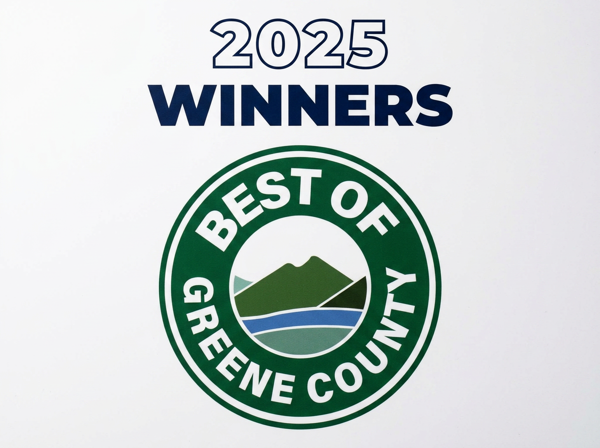 2025 winners poster from Greene County, with the county's logo showing a mountain, river, and landscape element.