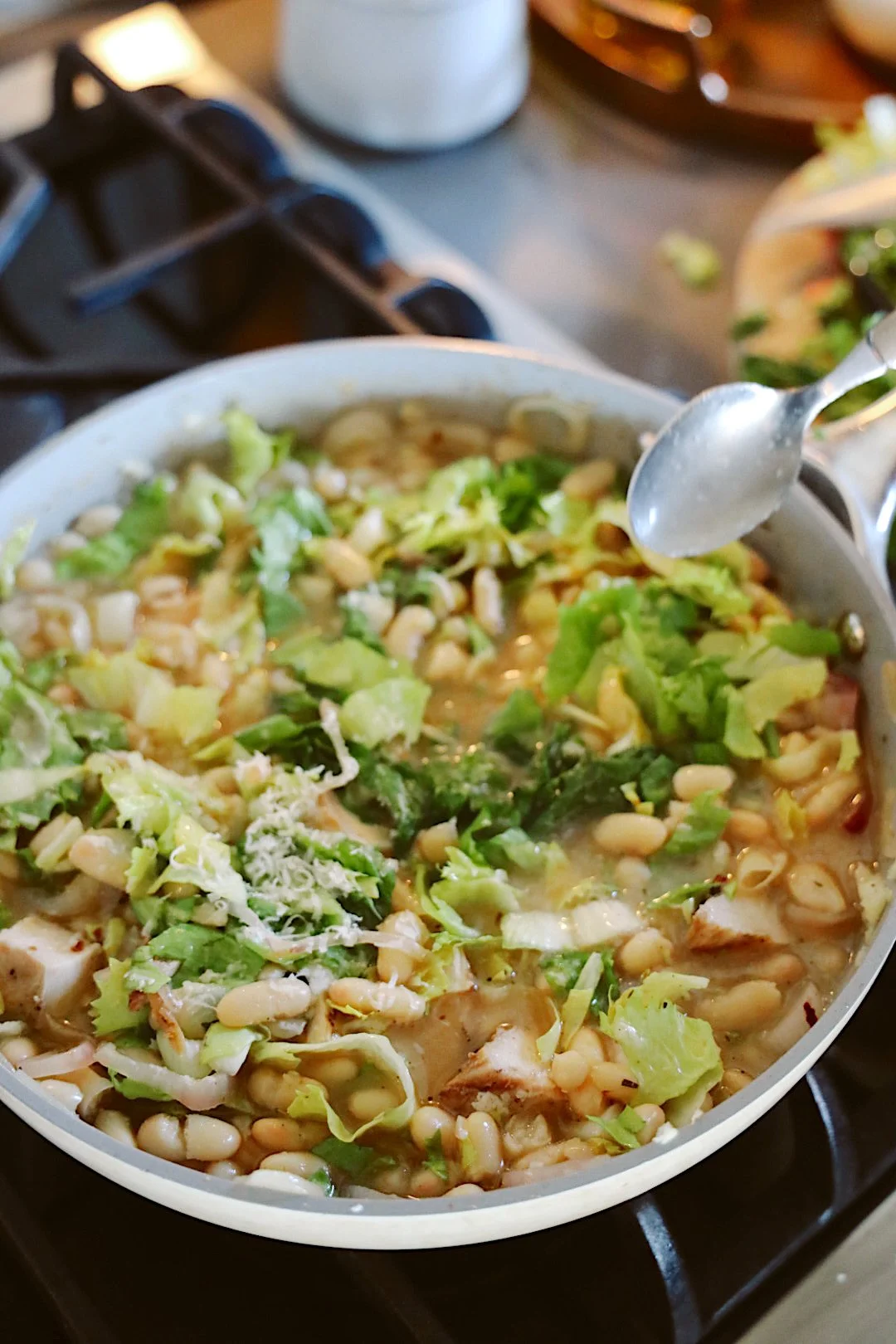 Brothy White Beans with Escarole and Pecorino Romano