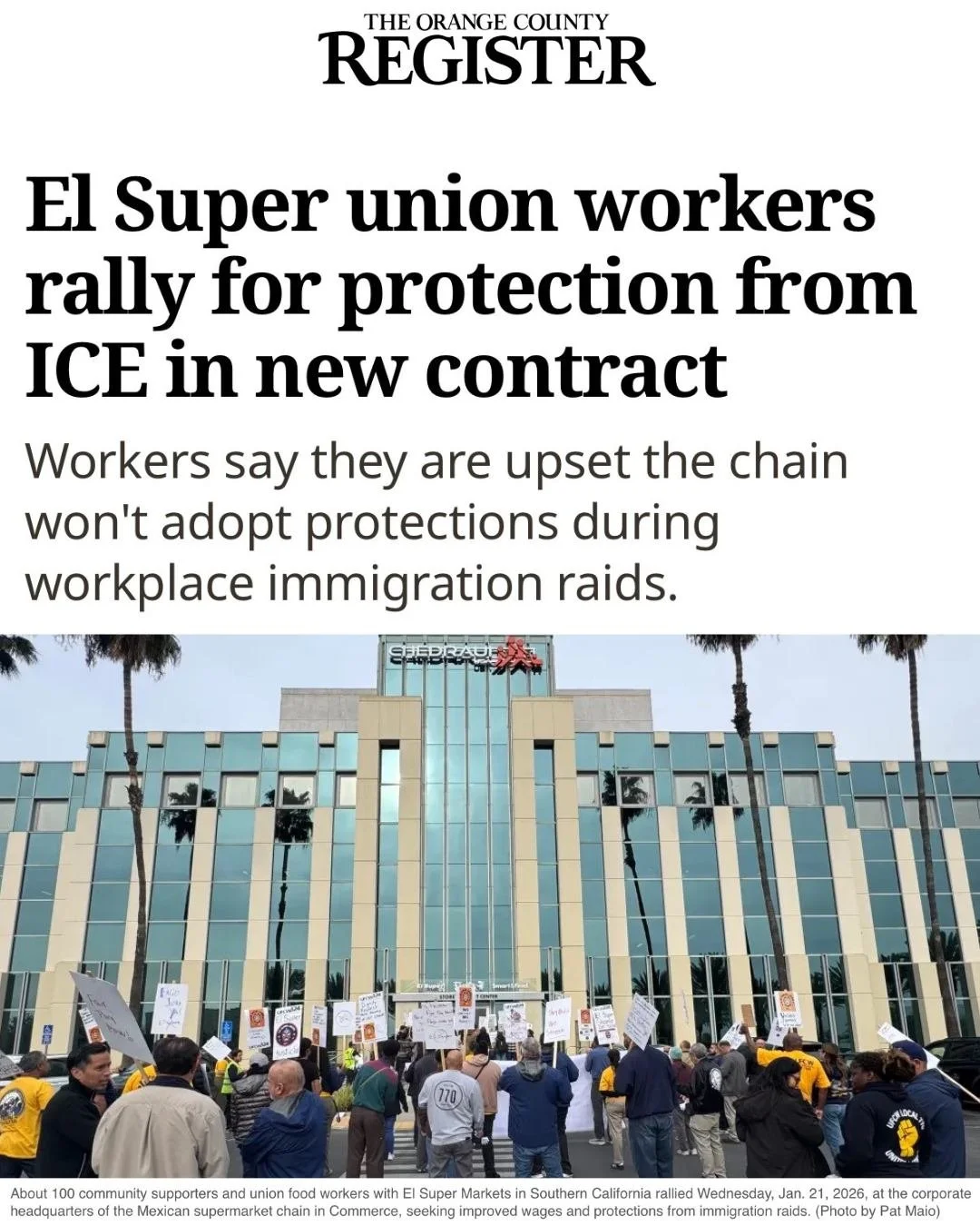 &rdquo; A lot of teenagers come into our store to buy groceries for their parents because they are scared,&rdquo; said Urieta, who has worked for the chain for 16 years.

#MemberPower #GroceryWorkersRising #GWR  #AbolishICE #1u
----------------------
