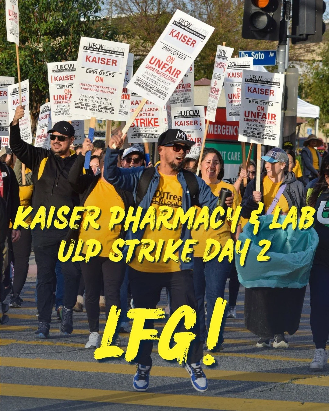 Day 2. Still on strike.

Kaiser pharmacy and lab workers are holding the line because Kaiser is still refusing to bargain in good faith. They are dragging this out instead of doing what workers and patients deserve. We show up for our patients every 