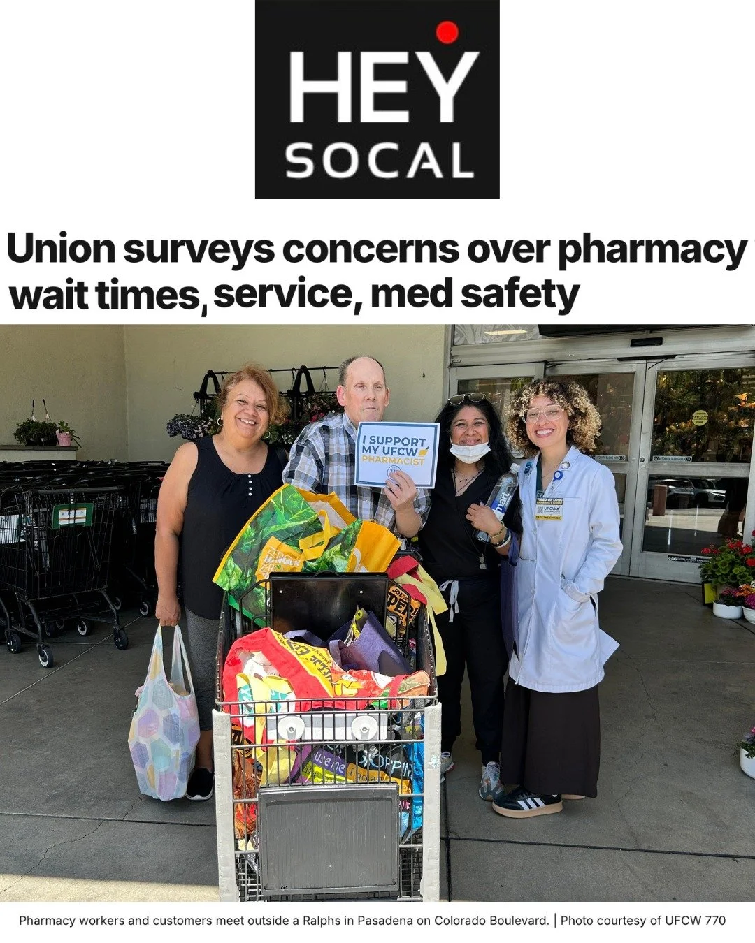 Southern California grocery pharmacy patients are sounding the alarm on understaffing, long waits, and medication safety concerns.

This week, union pharmacists and pharmacy technicians surveyed customers at Ralphs, Vons, Pavilions, and Albertsons st