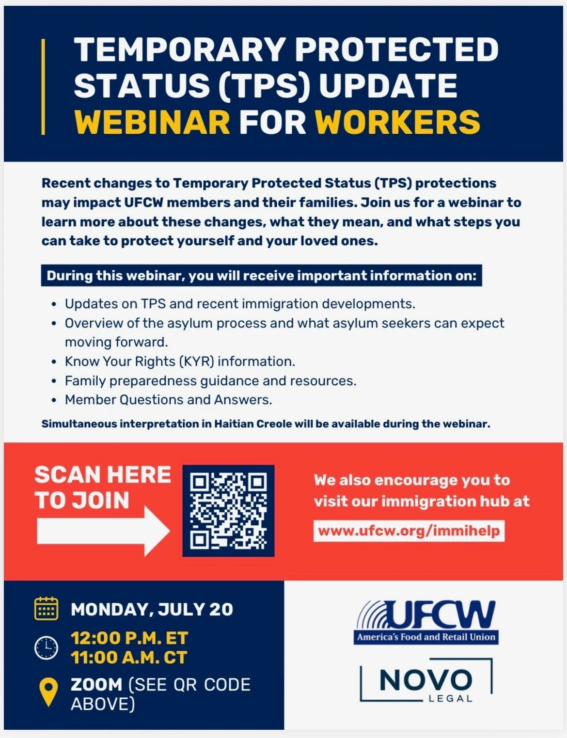 Webinar for TPS holders and workers with pending asylum cases