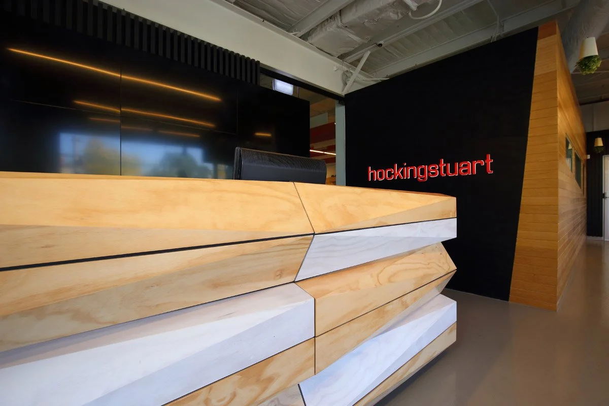 Hocking Stuart reception with branded sign