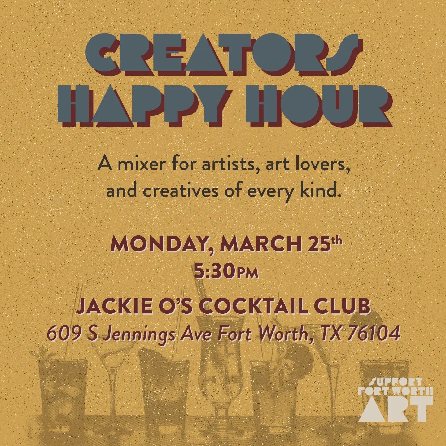 Join us next week at another Creators Happy Hour at Jackie O's! Meet more artists, art lovers, and creative thinkers. Looking forward to seeing you there!