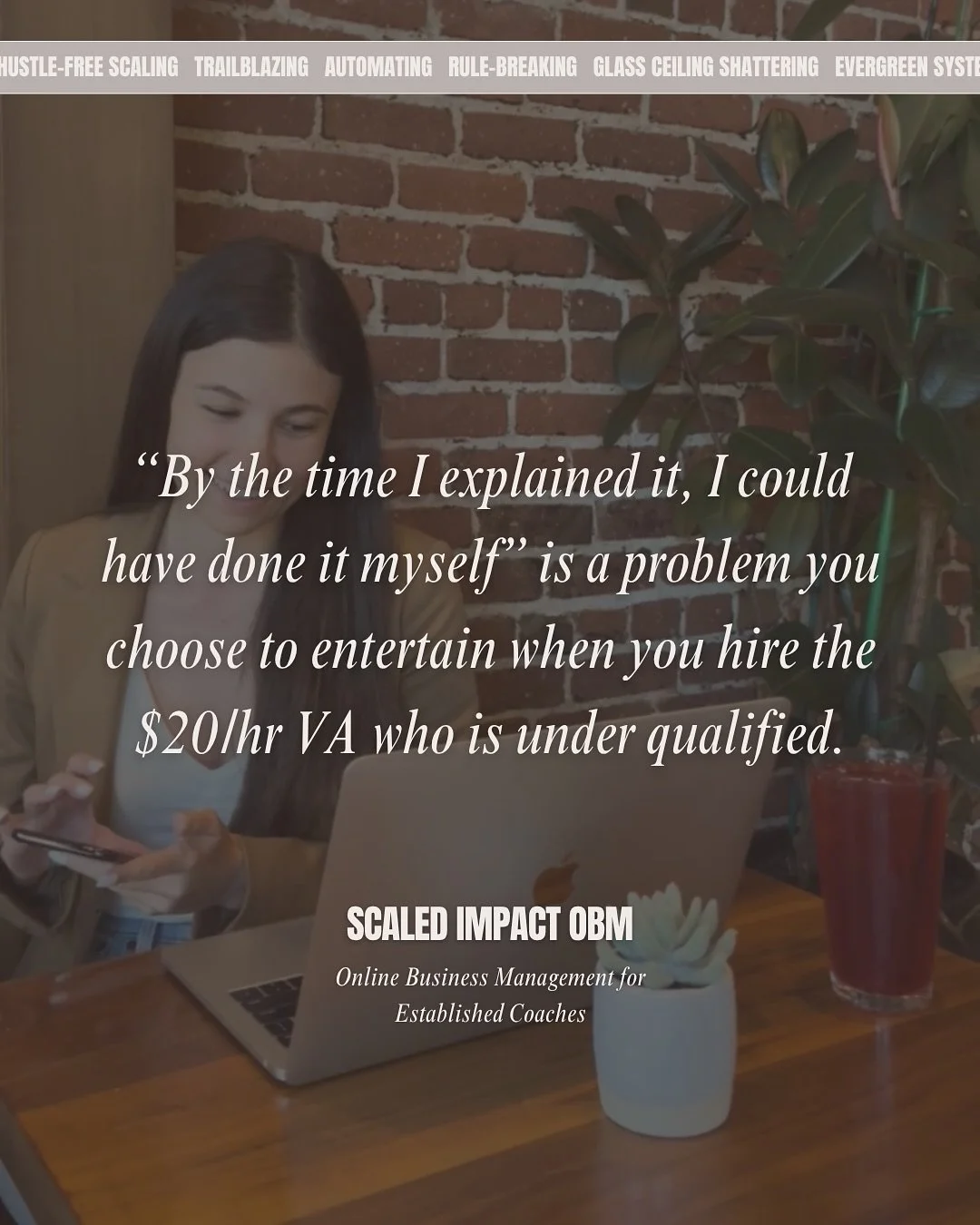 It&rsquo;s not a coincidence that every VA you&rsquo;ve ever hired suddenly stopped producing high quality work 5 months in.

The $20/hr VA needs 20 of you to make a half-decent salary, and doesn&rsquo;t have enough to cover added expenses to scale.
