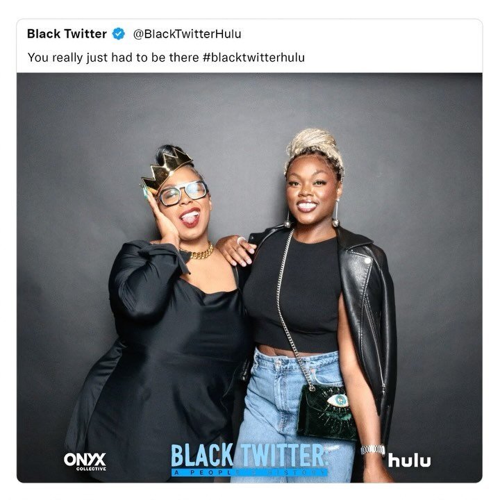 These needed to live on my feed because a time was had. This photo booth almost won but 3 trys later and &ldquo;We did it Joe 😂&rdquo;. ⁣
⁣
Thank you @the_a_prentice @hulu @onyxcollective for memorializing Black Twitter. Go watch! Oh also, leave you