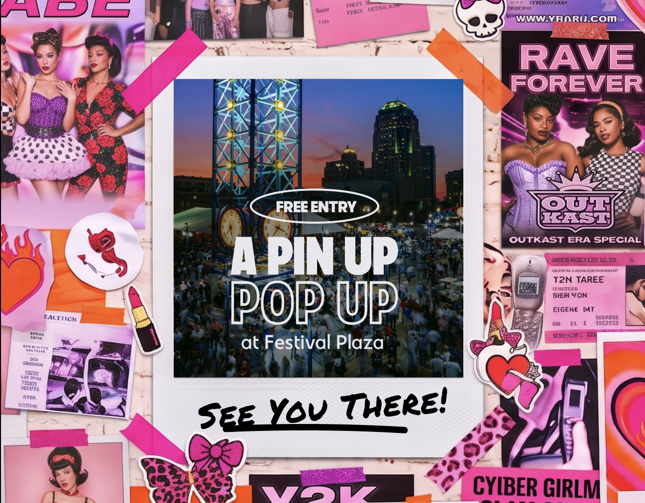 Digital flyer titled " A Pin Up Pop Up at Festival Plaza"