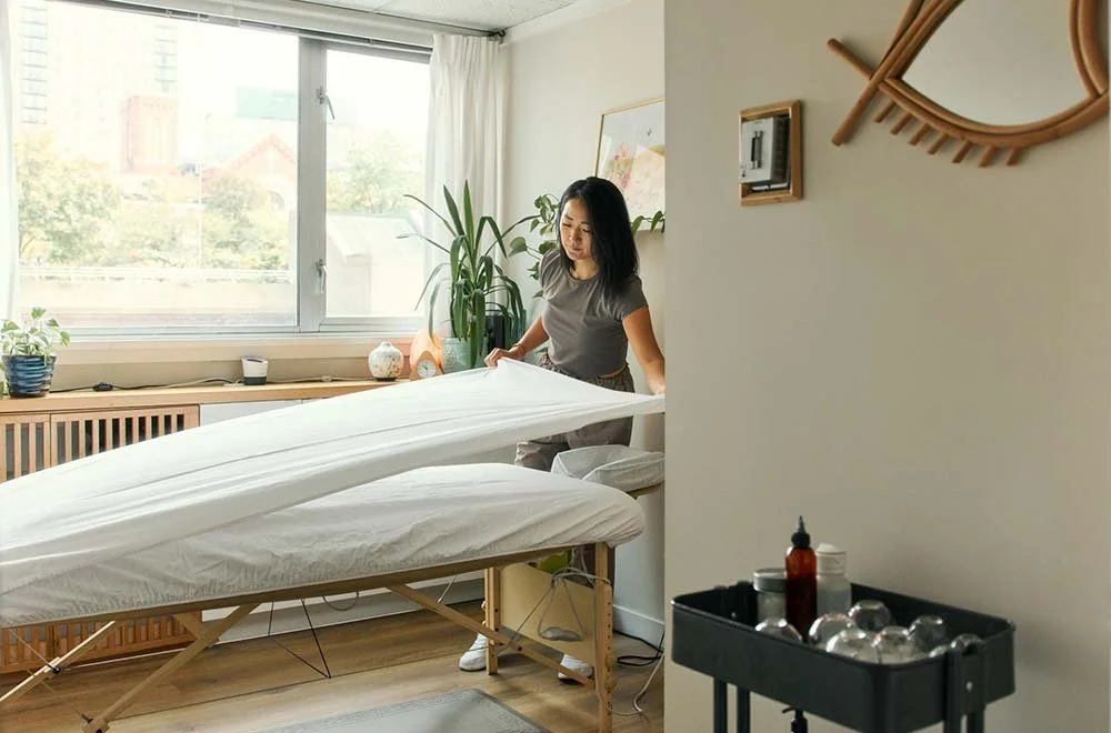 Stress relieving massage room West End Wellness Vancouver