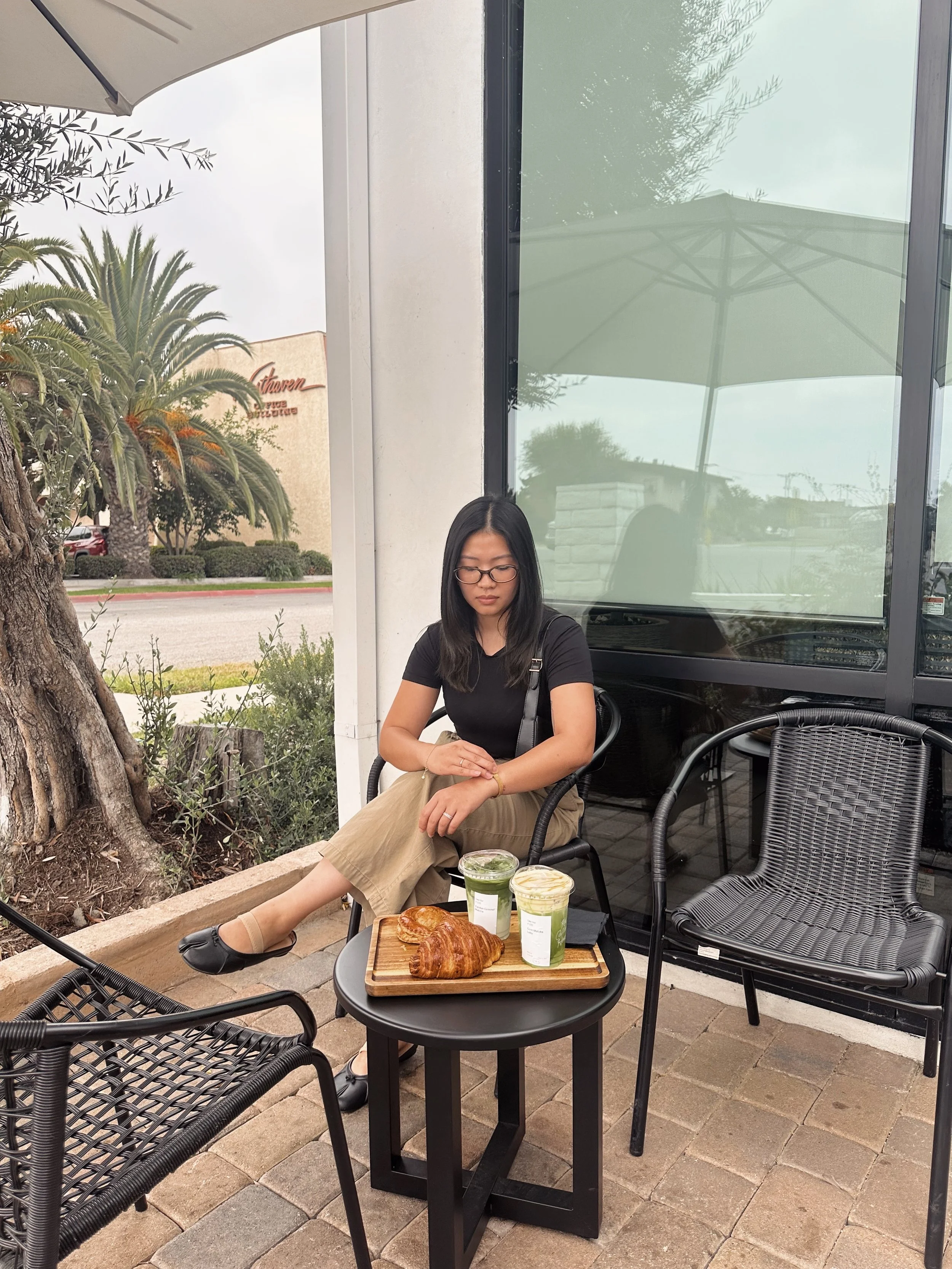 Matcha &amp; croissants, two of her favorite things