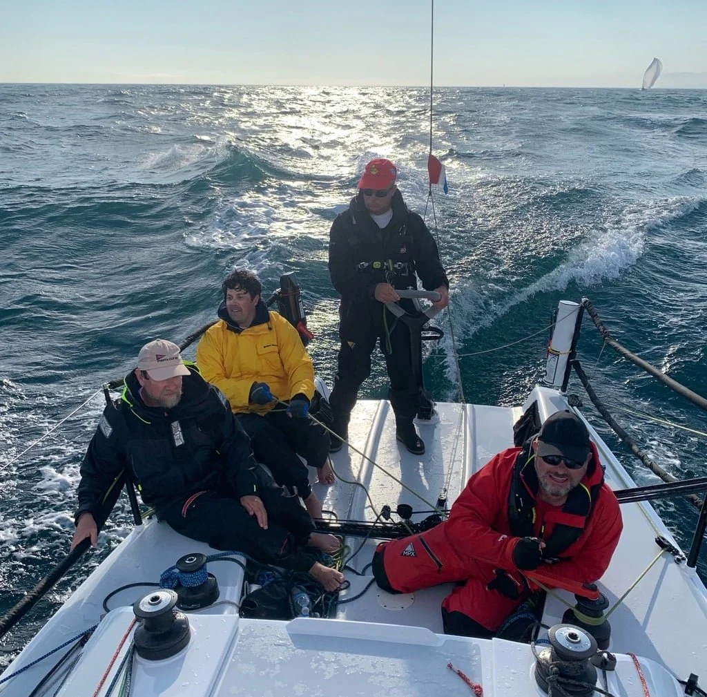 Photo of Jarrett Gorin sailing in the 2021 Santa Barbara to King Harbor race.
