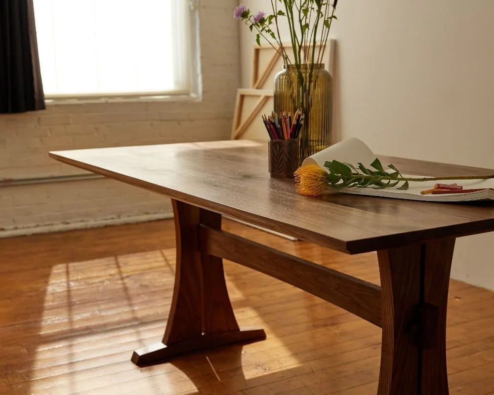 Lion's Mane Trestle Dining Table — Turkey Tail Design + Woodcraft