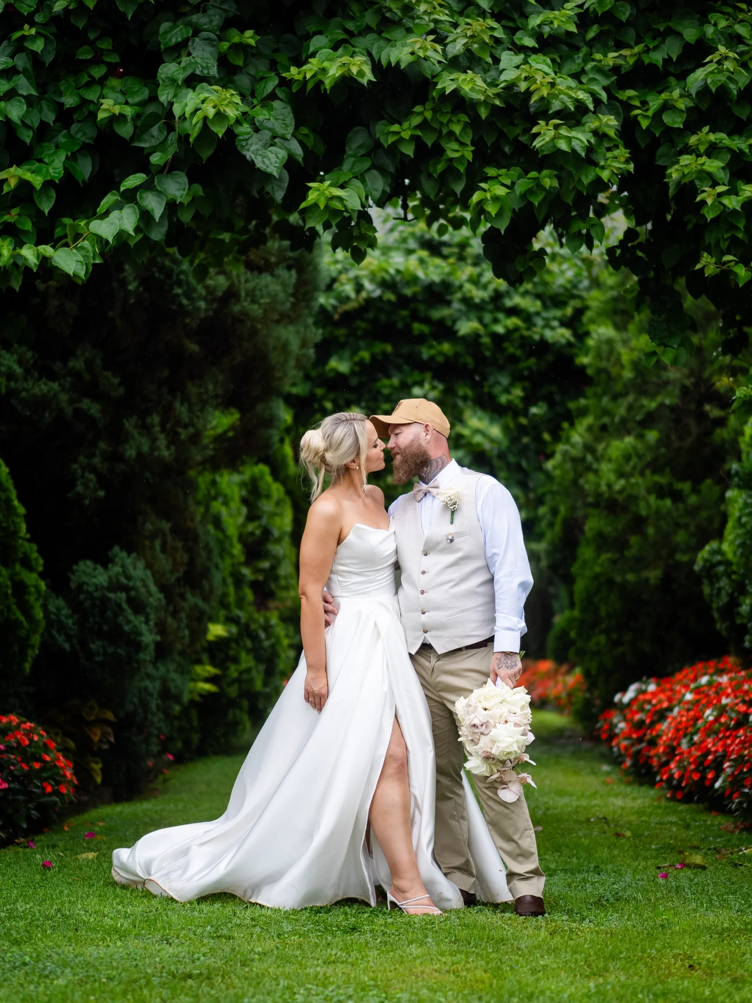 Bride and groom at their wedding