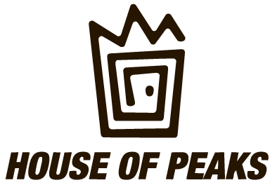 House Of Peaks logo in brown.