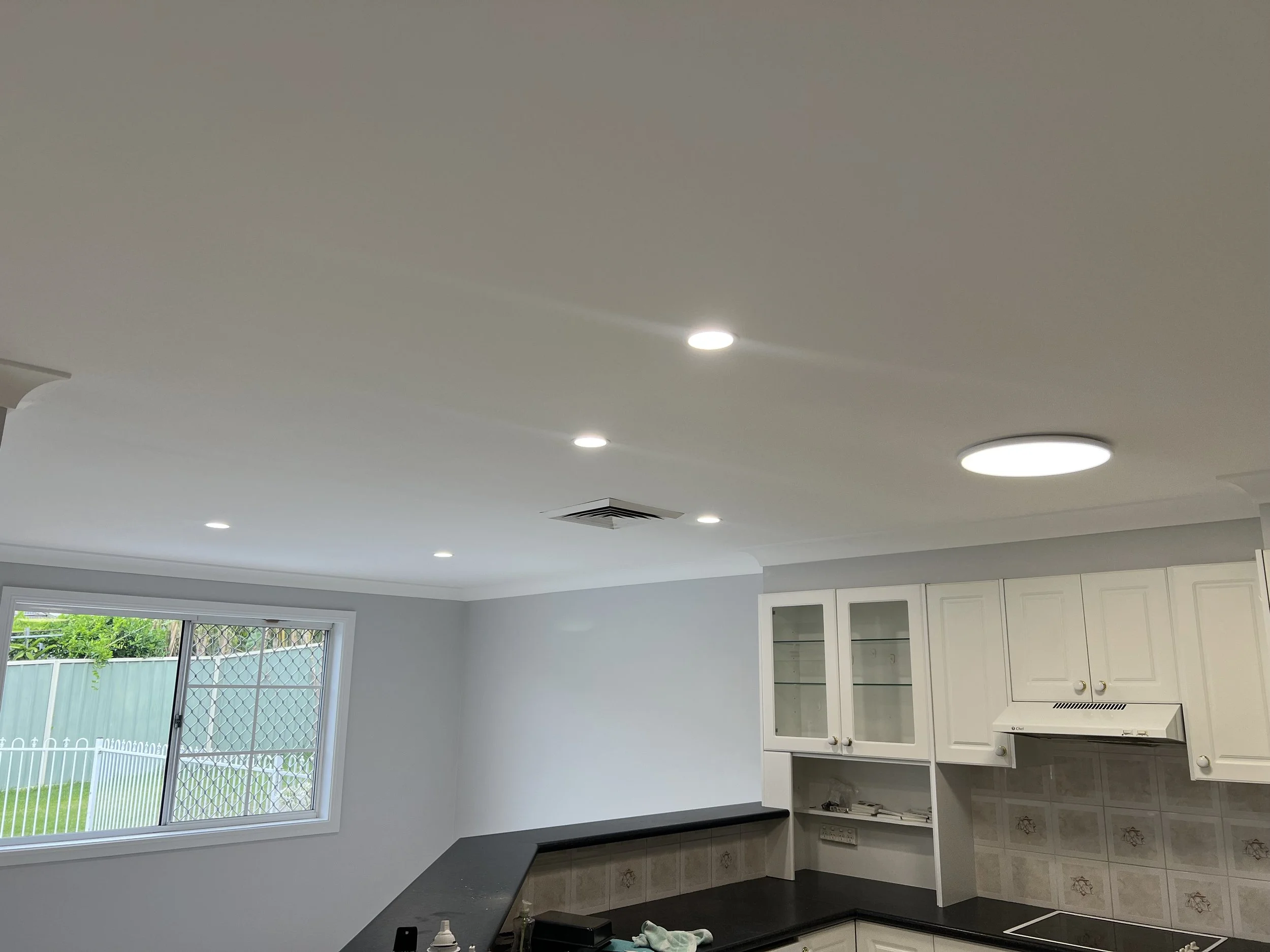 Upgraded down lights, and new install of celling lights.