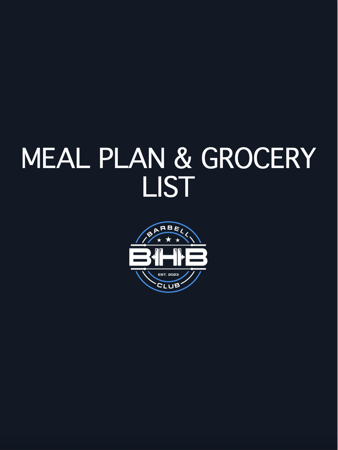 Monthly Meal & Grocery Plan