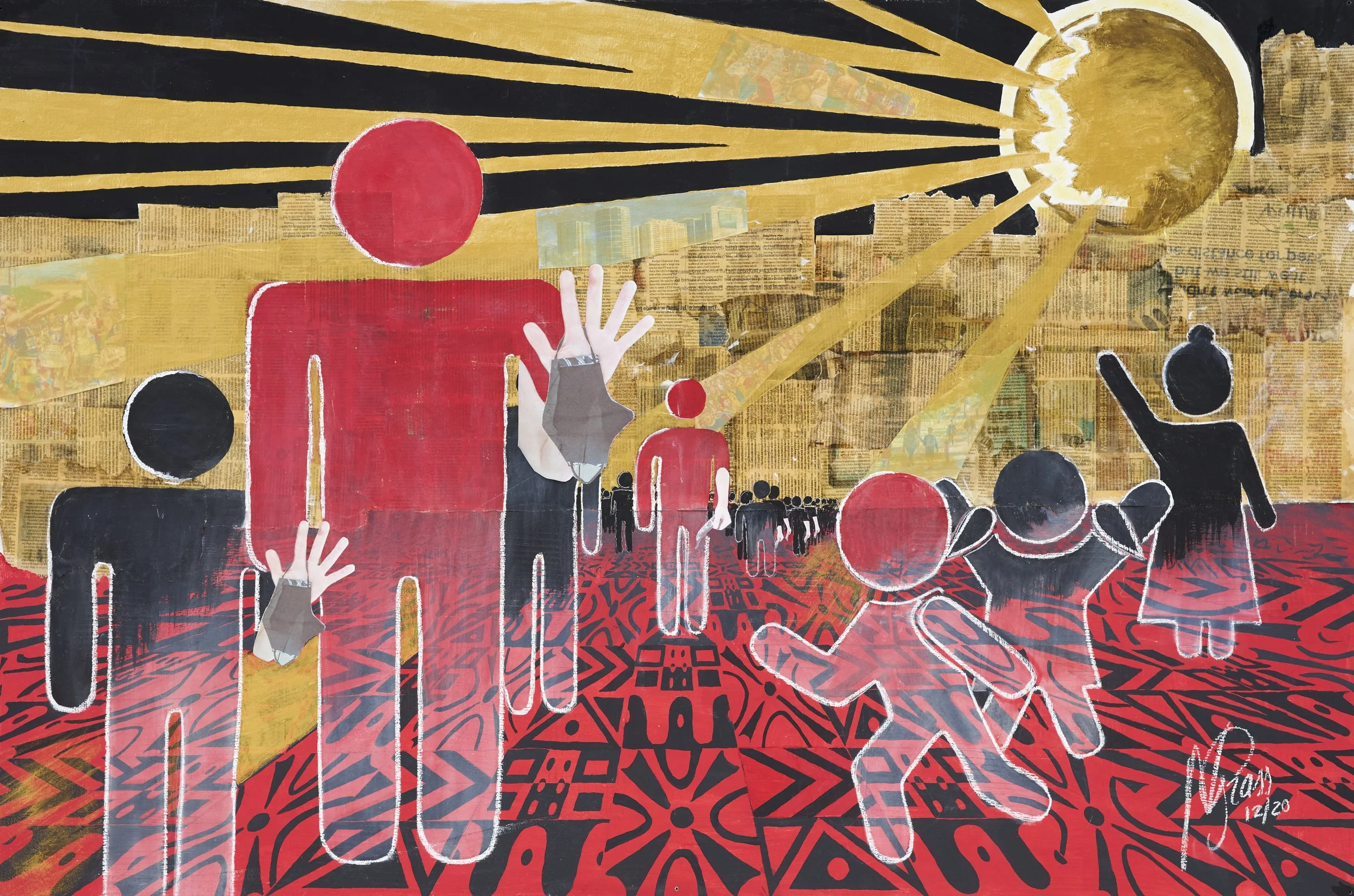 Breakthrough, 2020. Mixed media on canvas - 1.5 X 1.6 m / 4.9 X 5.2 feet.