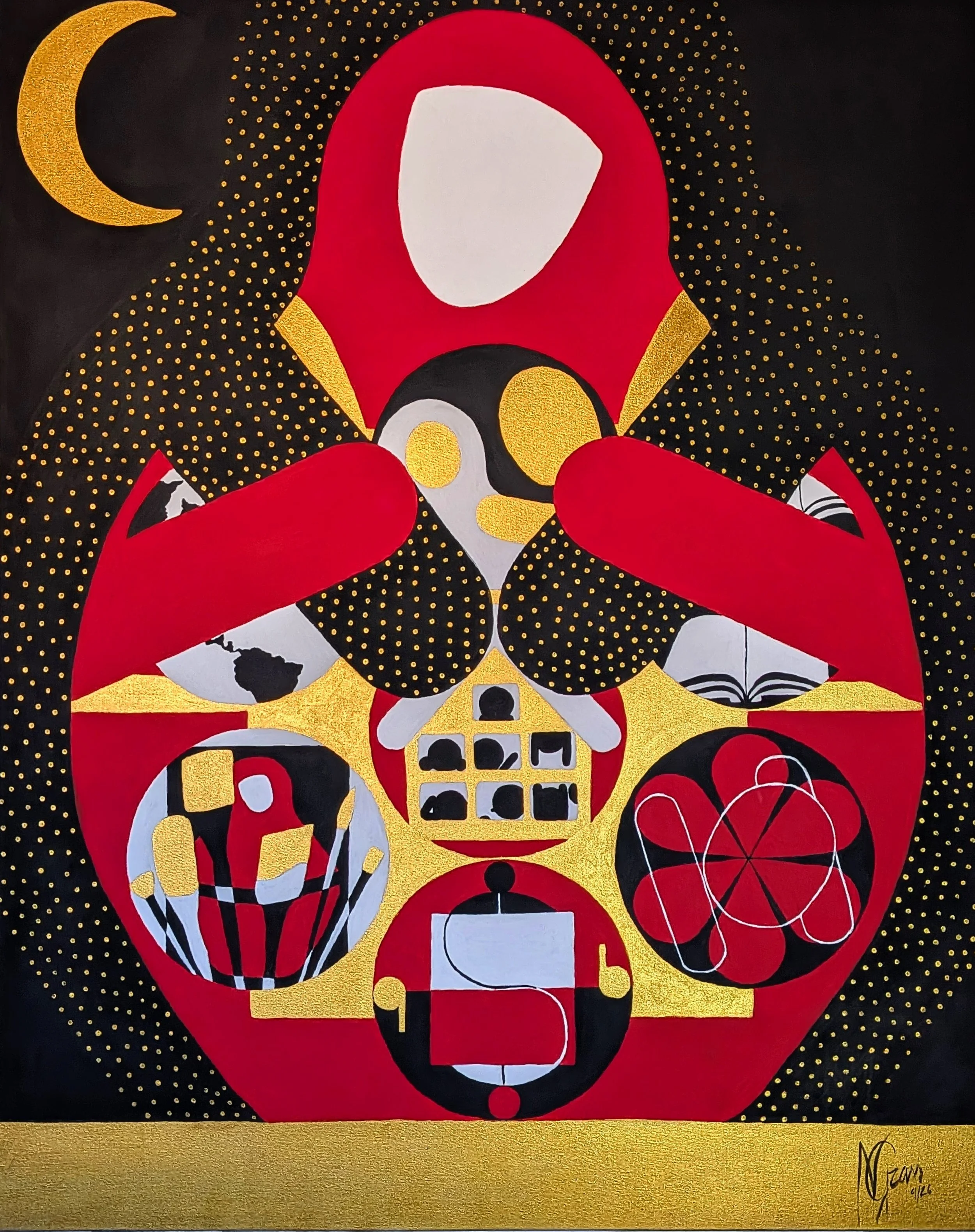 Waning Moon (Not a Midlife Crisis), 2026.
Acrylic on Canvas - 
1. 22m X 1.52m / 48" X 60" 