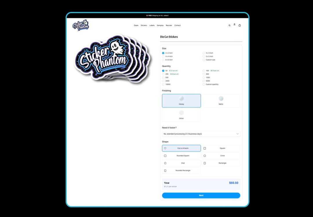 Sticker Phantom increased conversion rates and reduced turnaround times with Sticker Builder software