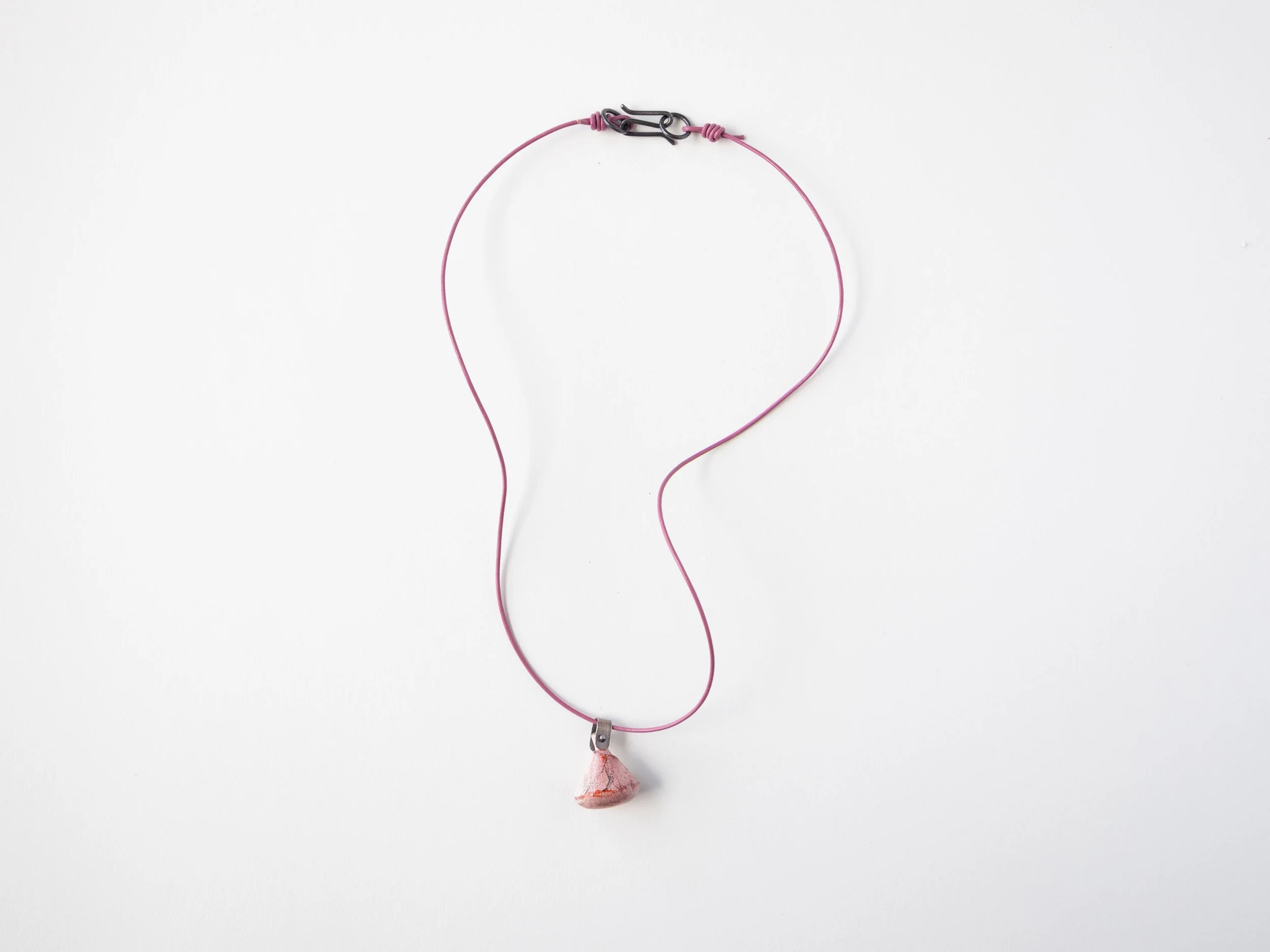 The Butt: Vermilion & White Butt Pendant with Leather Cord