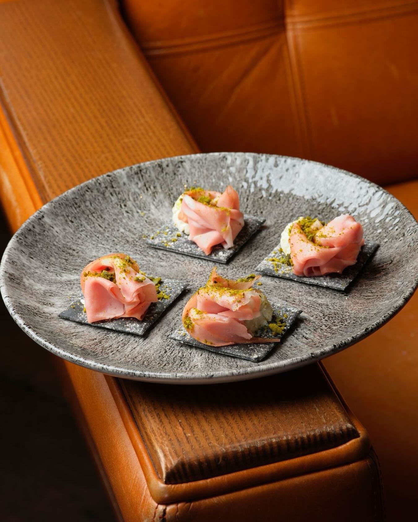 Ricotta, mortadella and crushed pistachio sourdough crackers . Offering  a variety of canap&eacute;s for any private events, parties or special occasions. We still have some availability for summer parties. 

Enquire via our website link in bio