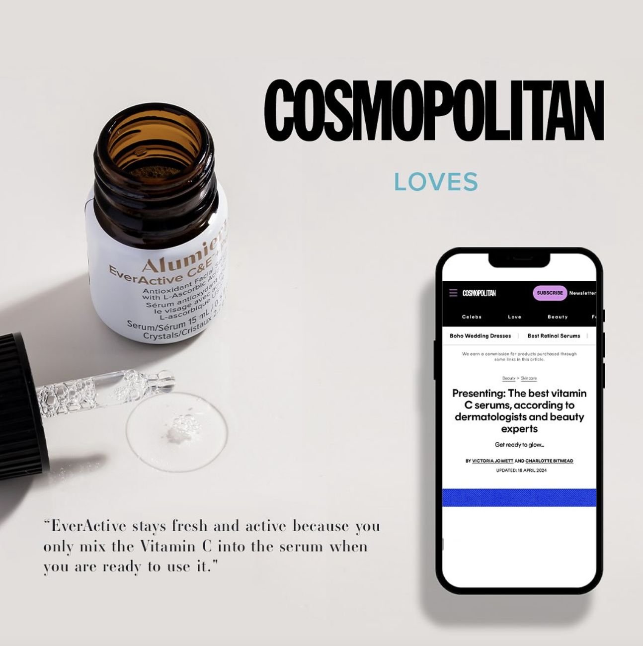 @cosmopolitanuk is buzzing about @alumiermd_int groundbreaking serum: Everactive C&amp;E&reg; + Peptide! 🎉 

In just 56 days, you can watch as the magic unfolds and your skin transforms ⏳ 

Don't wait, start your journey now and prepare to witness r
