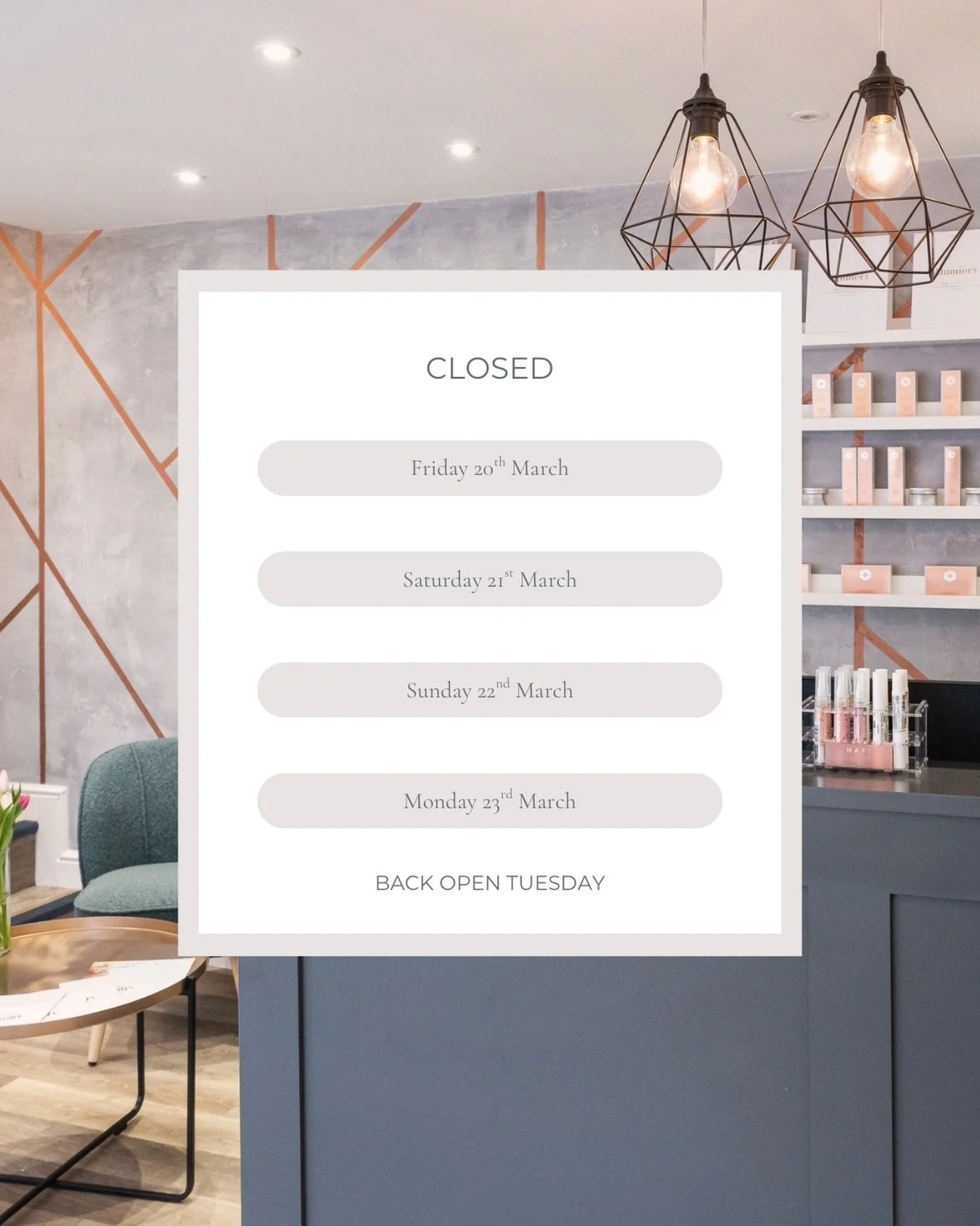 Taking a few days off.
Open as normal Tuesday 🤍