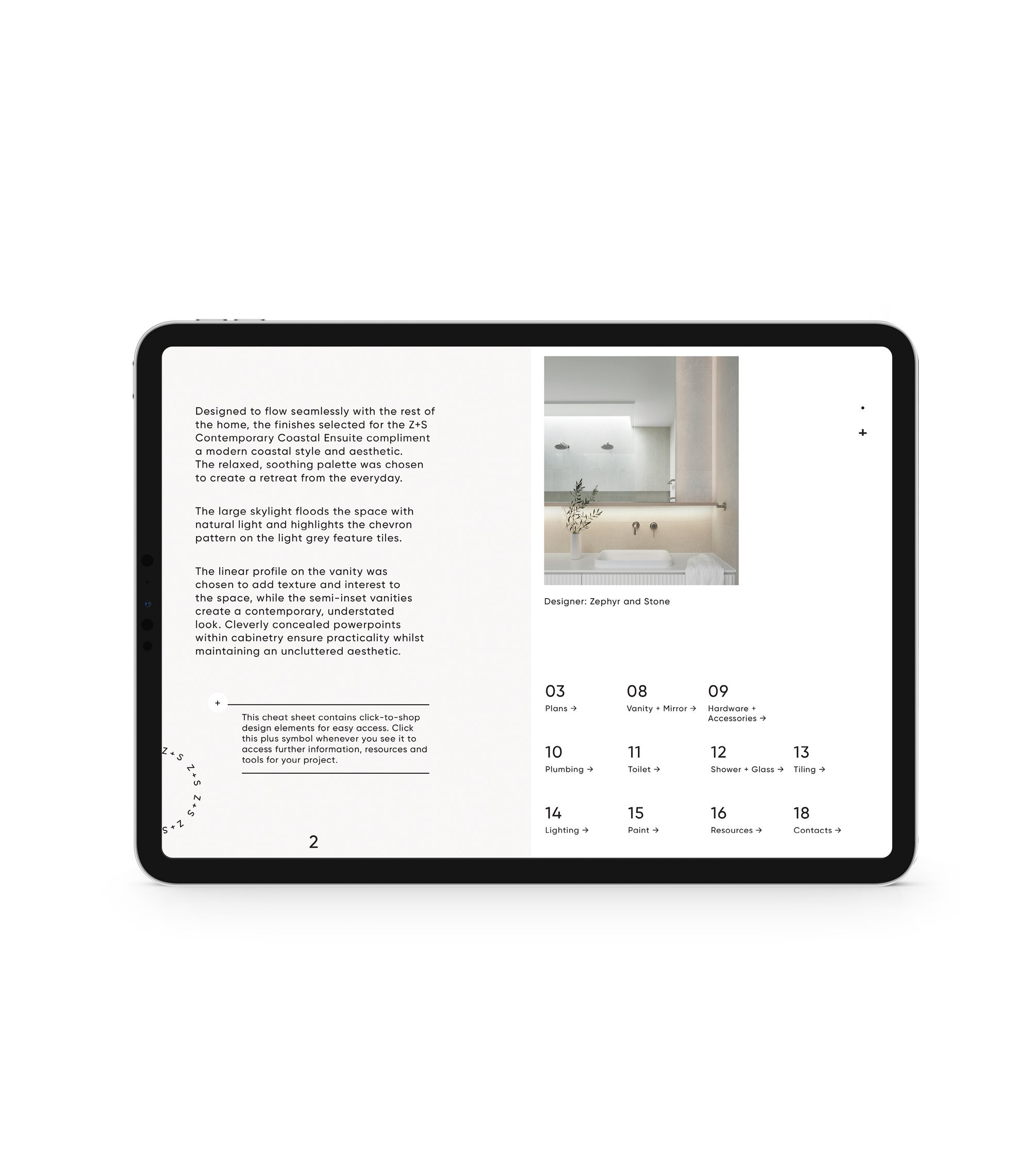 Contemporary Coastal Ensuite Plans and Colour scheme plan sheet for bathroom renovation