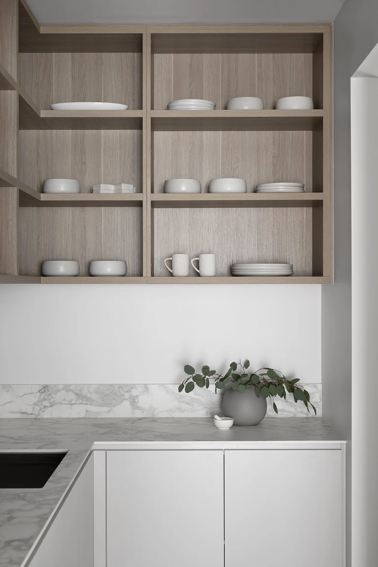 Retreat House Kitchen open shelving for kitchen storage for kitchen remodel