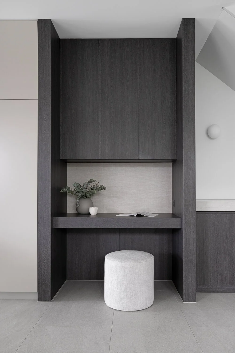 modern neutral under the stair study nook colour scheme design zephyr and stone