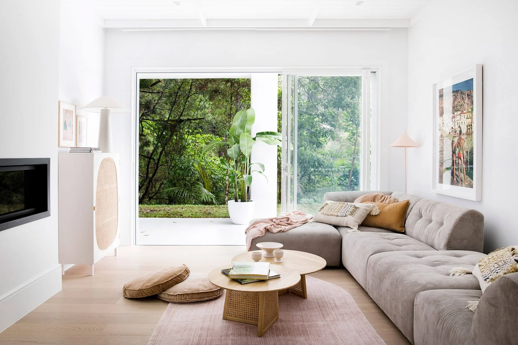 Open living room design with wooden flooring for natural lights