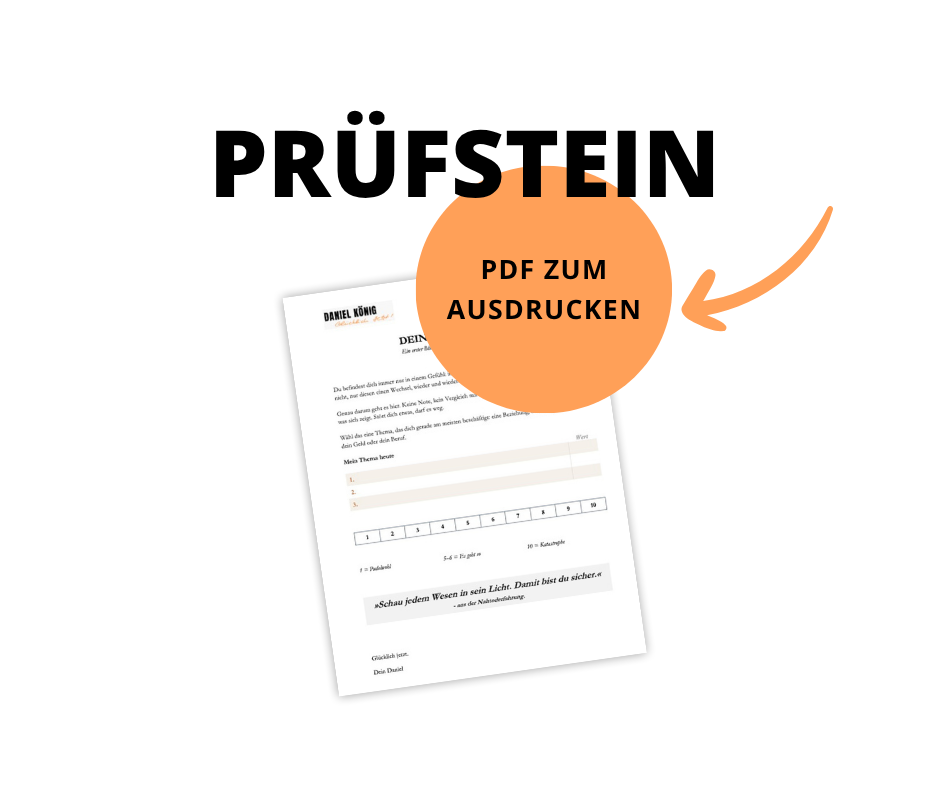 Ein Arbeitsblatt in deutscher Sprache mit dem Titel 'Dein Glück' und einem orangefarbenen Kreis mit der Aufschrift 'PDF zum Ausdrucken'.