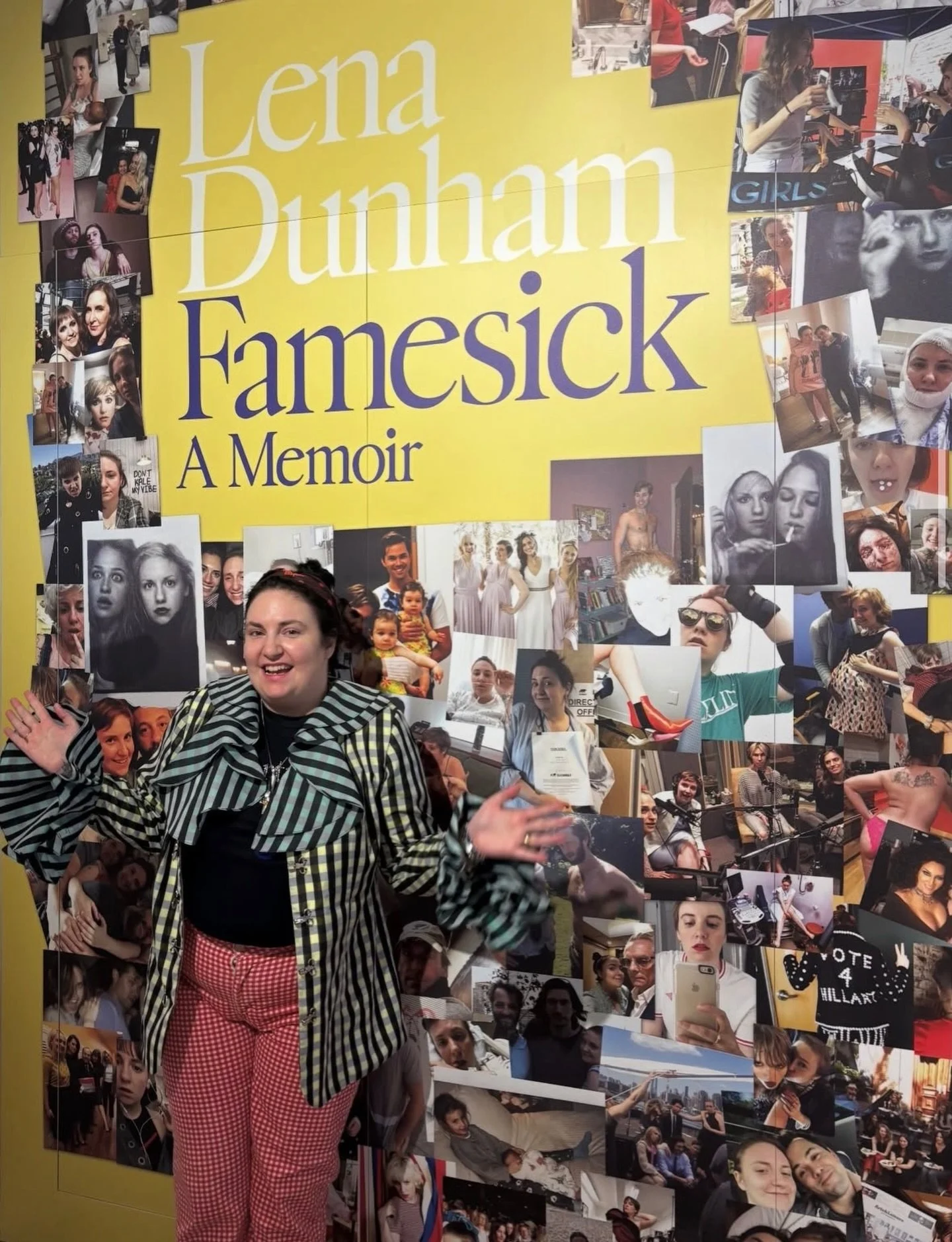 It&rsquo;s only THE @lenadunham standing infront of the FAMESICK installation I designed for @foylesforbooks @4thestatebooks. Thank you @mattclacher 🙏🏼

Congrats on Instant Number One Sunday Times bestseller status ✨ 👏
