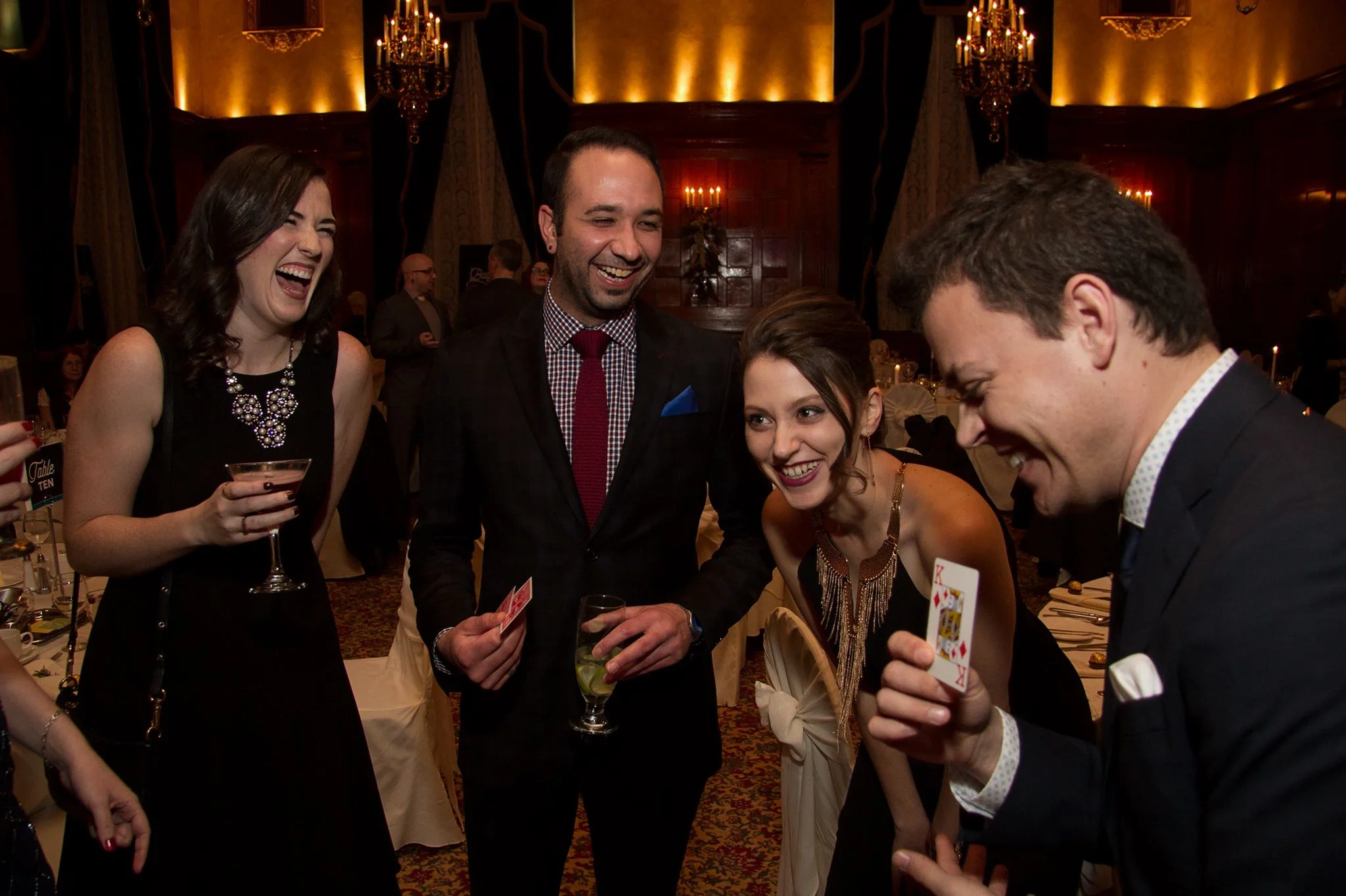 Winnipeg Close-Up Magician Patrick Gregoire entertaining corporate guests with magic