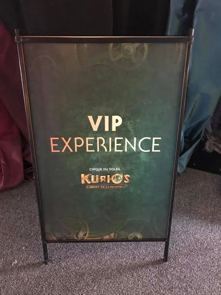 a sign from Cirque du Soleil's Kurios show when Patrick Gregoire performed magic for their VIPs for a run of 8 shows