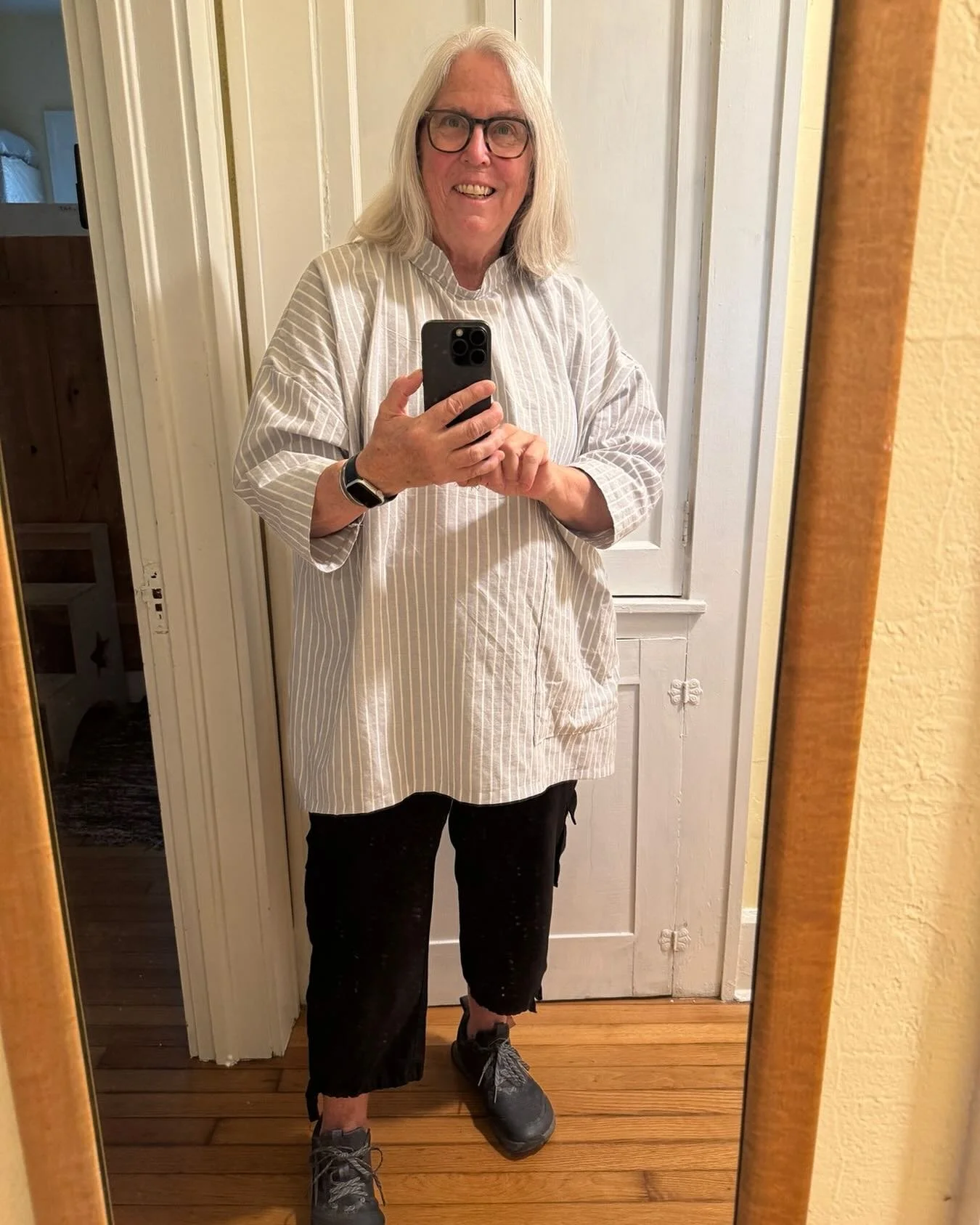 I am teaching myself to sew. I have made this Elizabeth Susanne pattern 6 times. Each one teaches me one more thing. This one includes a collar I am designing and utilizes recycled sheets from goodwill!. It&rsquo;s my Sheet Shirt!!! #recycledfabric #