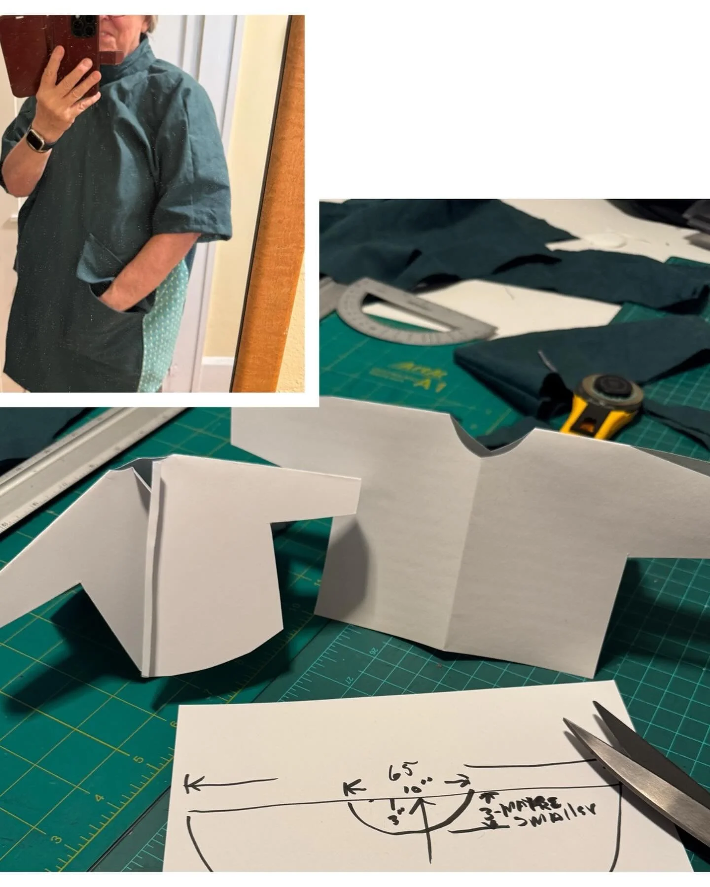 In my world everything starts with paper! If I can work it out on or with paper I can make it. This is my new turning smock!!!!! It took multiple  garments. I learned a lot from failure! Ha ha.  #woodturningsmock #woodworkingapron #startsewing #makes