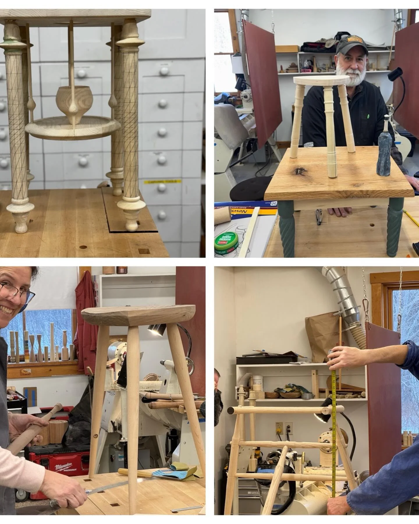 A few shots from Stool week at the Turning Intensive @woodschoolmaine .  #stools #woodworking #woodturning #crafteducation