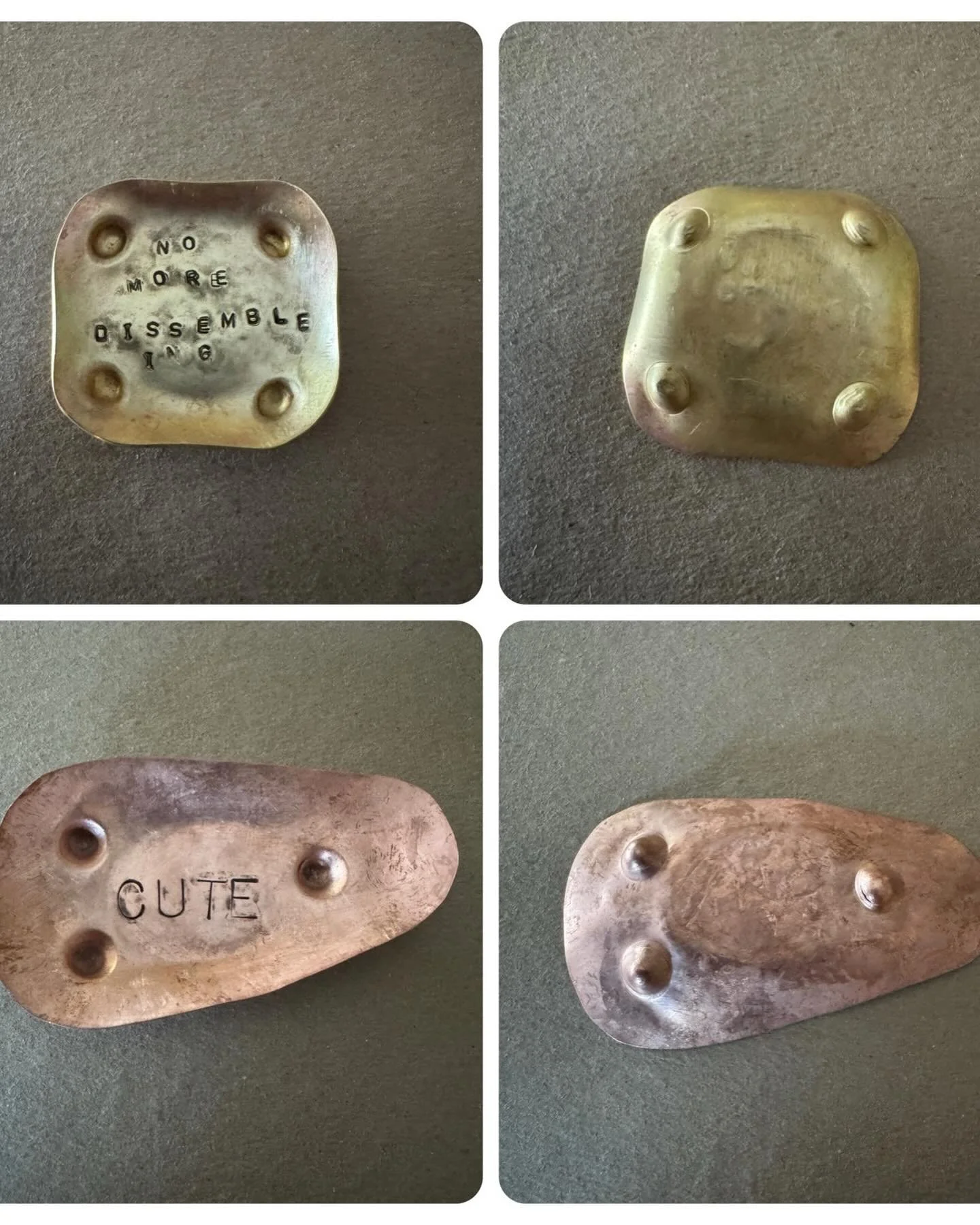 My friend Laura @modernbird let me play around in her studio this week!! Trying to learn forming these metal trays with protrusions for feet! #metalworking #useyourwords #collaboration #sharingshops #metaldishes