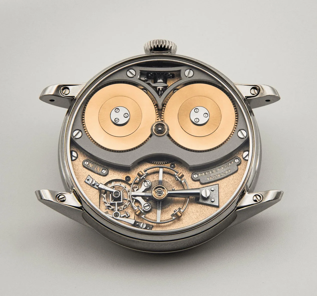 Close-up image of a luxury mechanical wristwatch with exposed gears and intricate components.