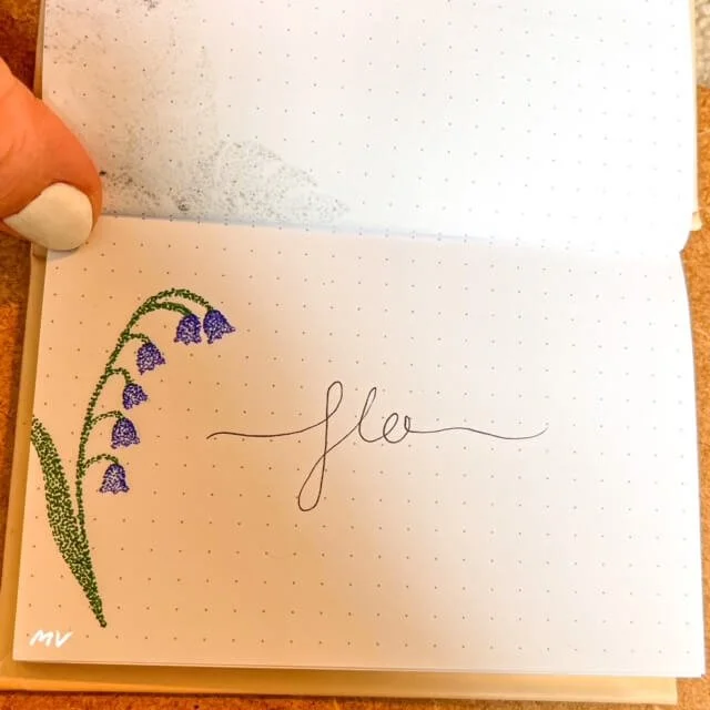 Floral Illustration Wedding Name Card