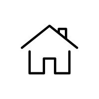 Ilustração simples de uma casa com telhado e porta.