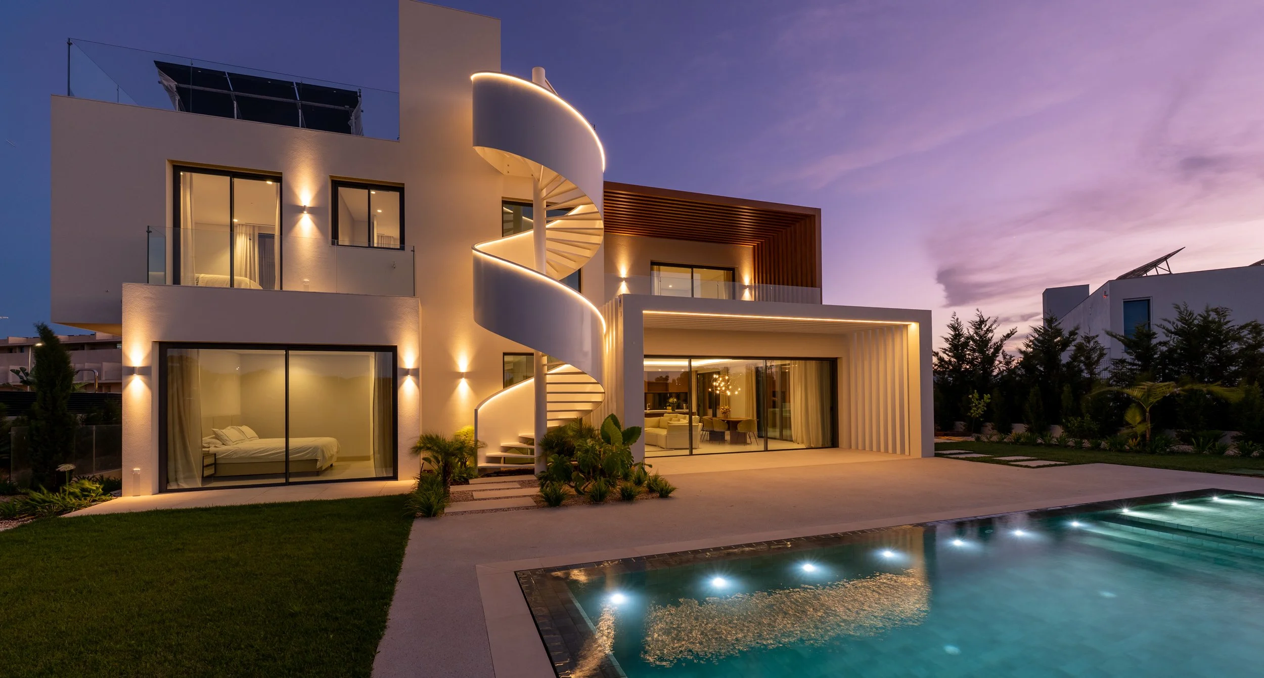 Luxury villa at night