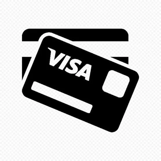 Ilustração de um cartão de crédito VISA em preto e branco.