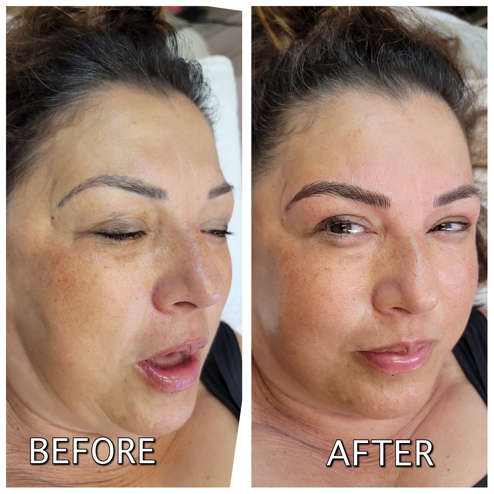 Before & after eyebrow tattoo correction