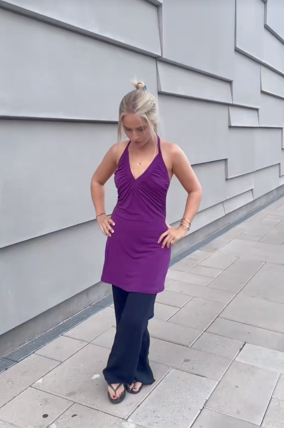 "BEVERLY" DRESS IN HEATHER PURPLE