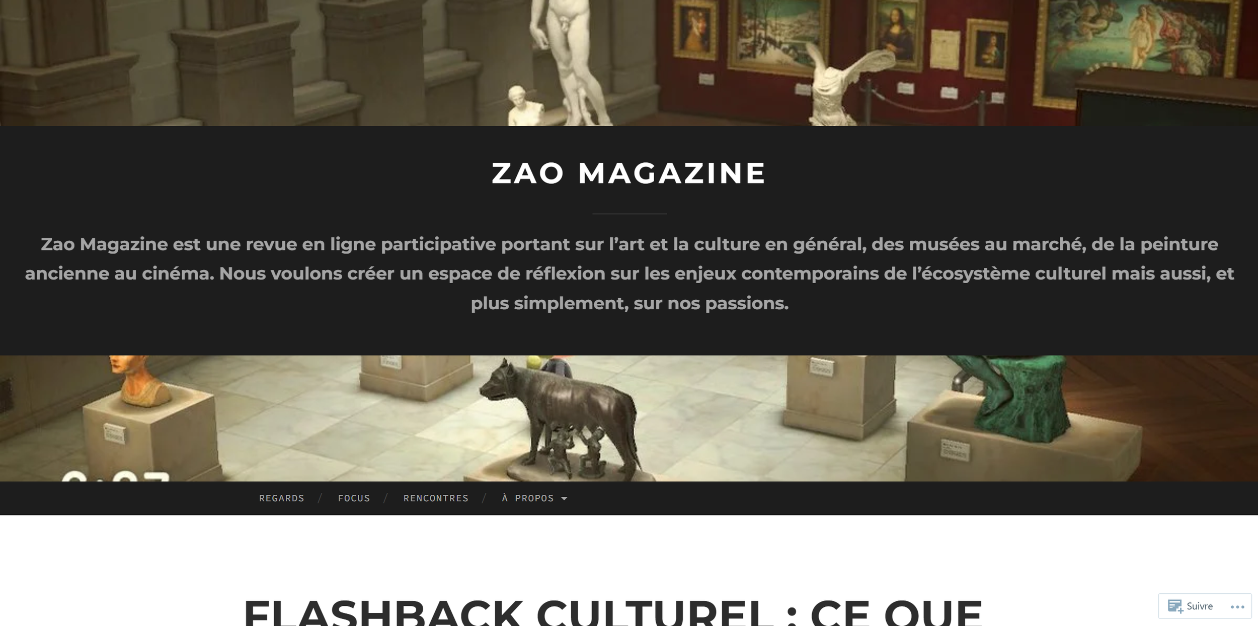 Zao Magazine, article: 2020 Cultural Highlights, France